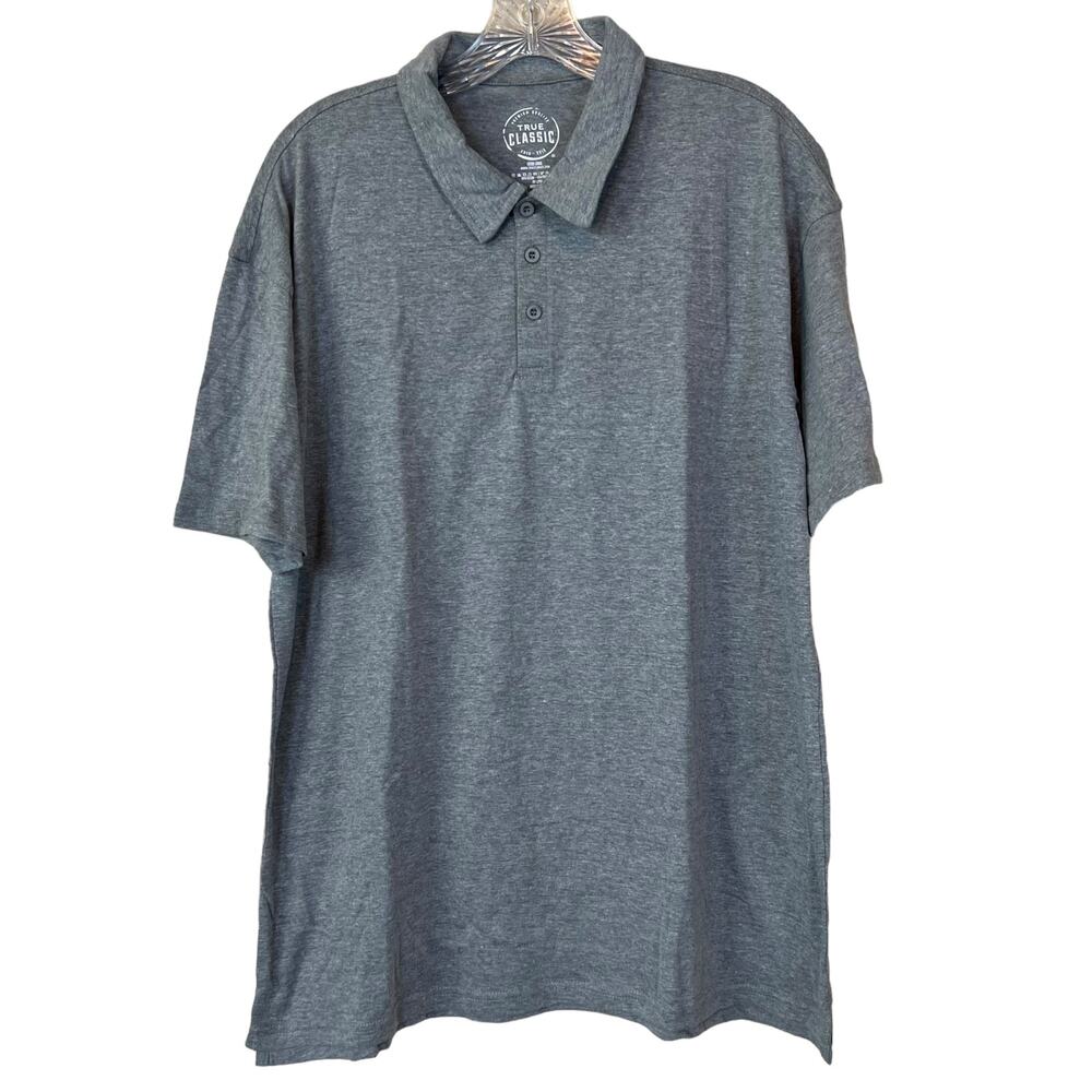 True Classic Short Sleeve Heather Gray Polo Size Extra Large XL
